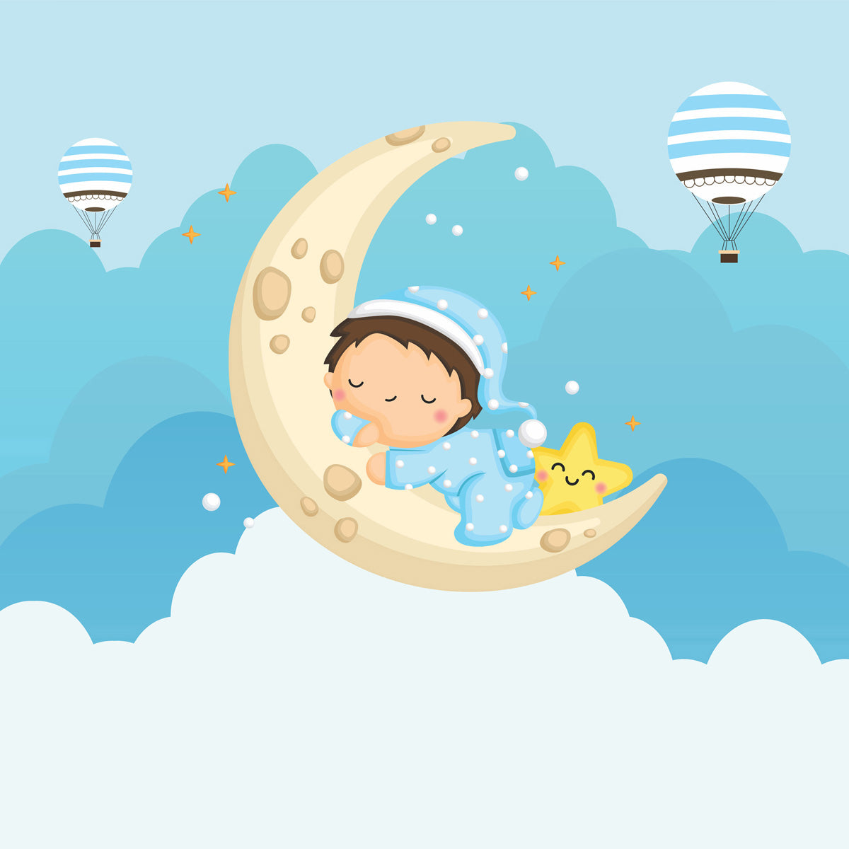 Papel de Parede Adesivo Menino Caminho para a Lua Encantada