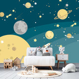 Papel de Parede Adesivo Menino Horizonte das Galáxias