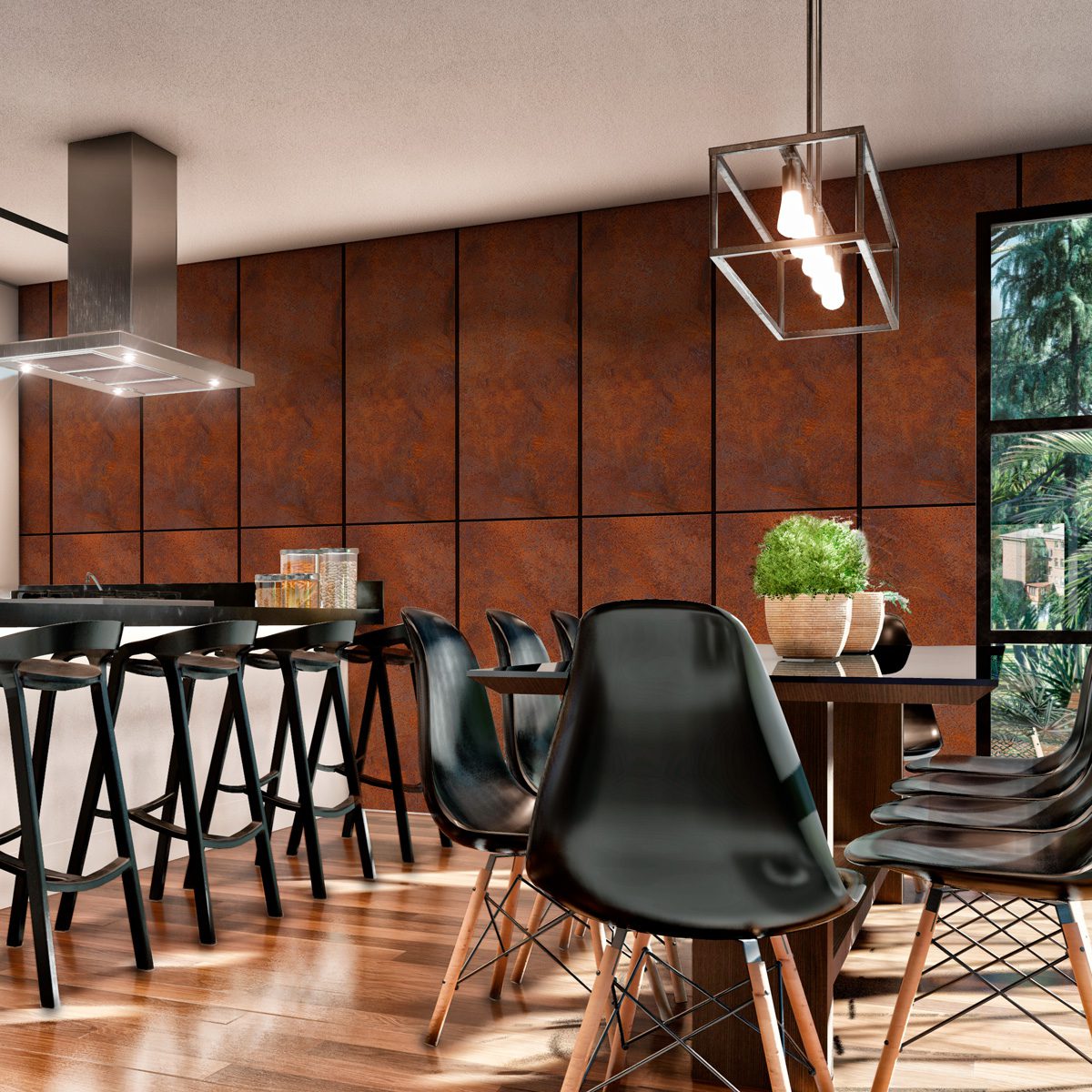 Papel de Parede Adesivo Industrial Aço Corten Decor 01