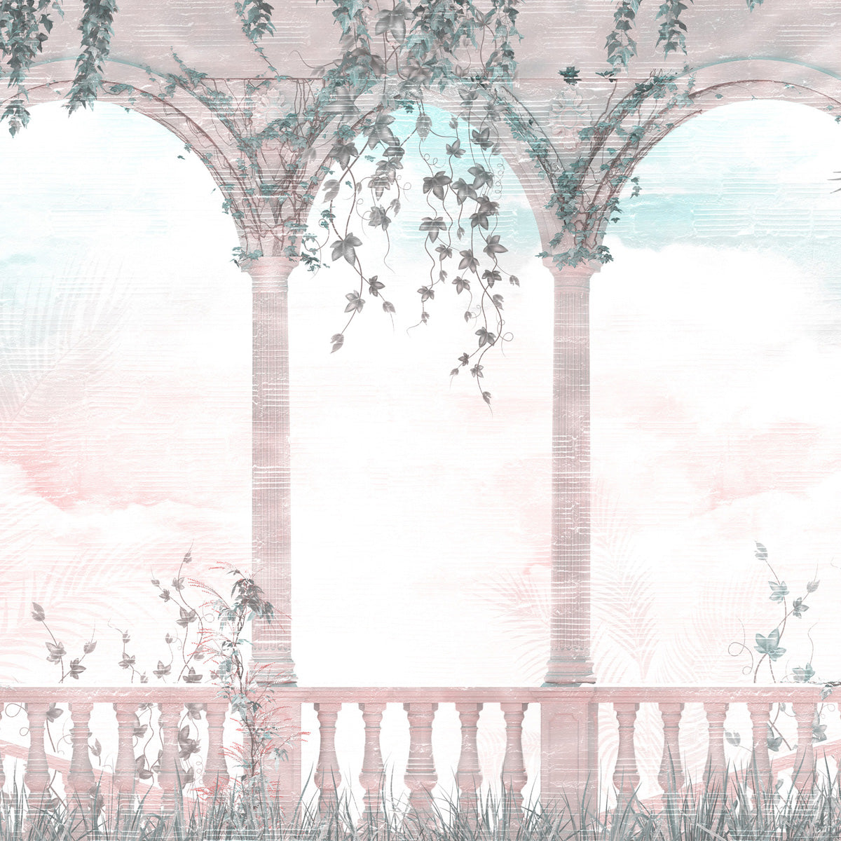 Papel de Parede Adesivo Arco Romano e Planta