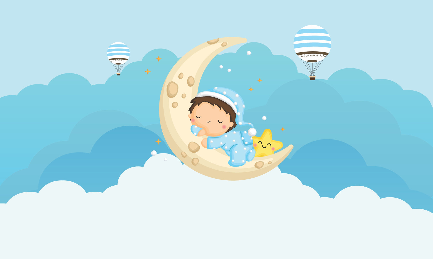 Papel de Parede Adesivo Menino Caminho para a Lua Encantada