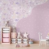 Papel de Parede Adesivo Menina Coração Lilás