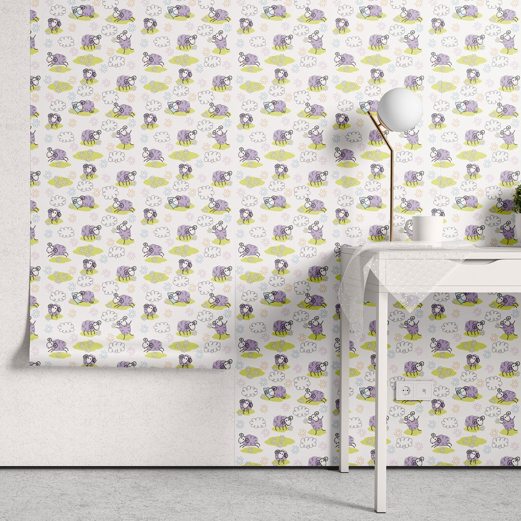 Papel de Parede Adesivo Menino Cantinho das Ovelhinhas Sonhadoras