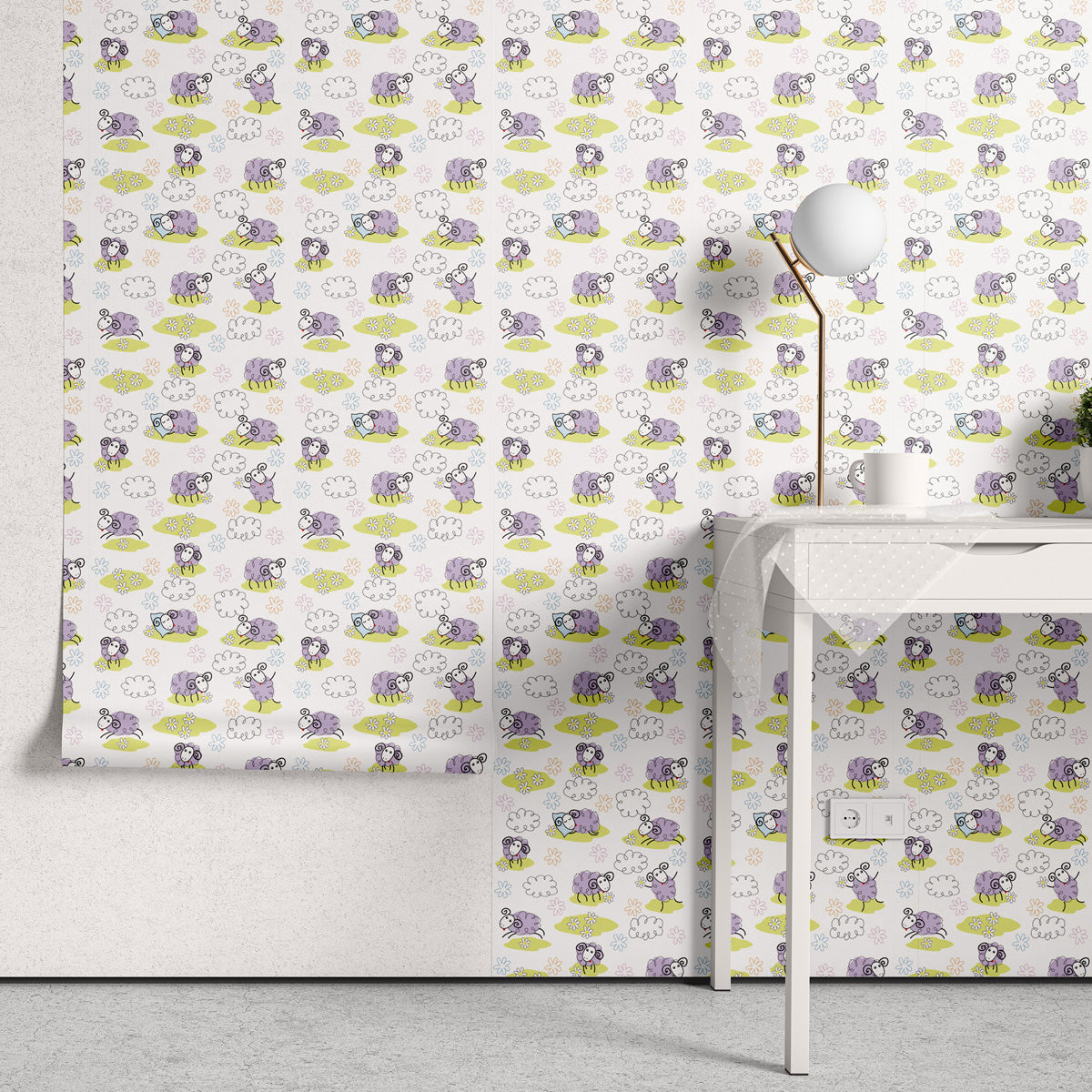 Papel de Parede Adesivo Menino Cantinho das Ovelhinhas Sonhadoras