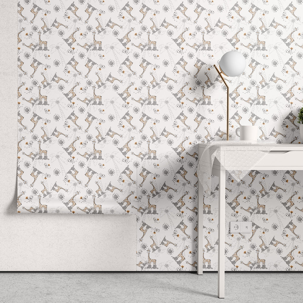Papel de Parede Adesivo Menino Girafas