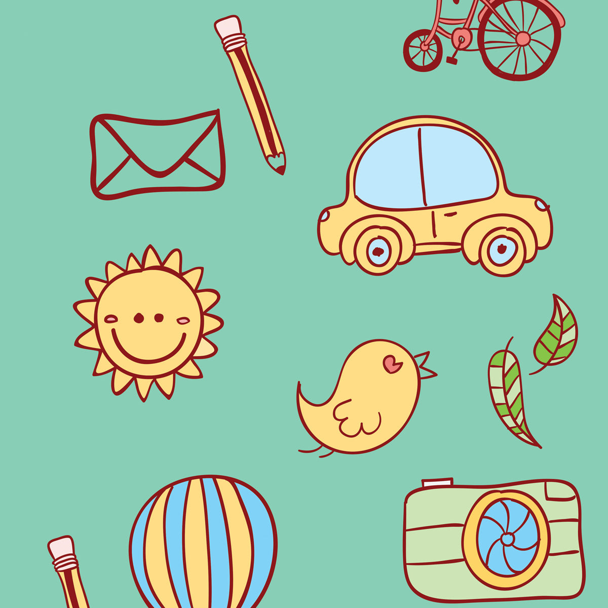 Papel de Parede Adesivo Menino Desenhos Verde
