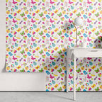Papel de Parede Adesivo Menina Pássaro Joaninha