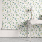 Papel de Parede Adesivo Menino Balões e Nuvens Verde