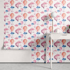 Papel de Parede Adesivo Menina Balão Rosa