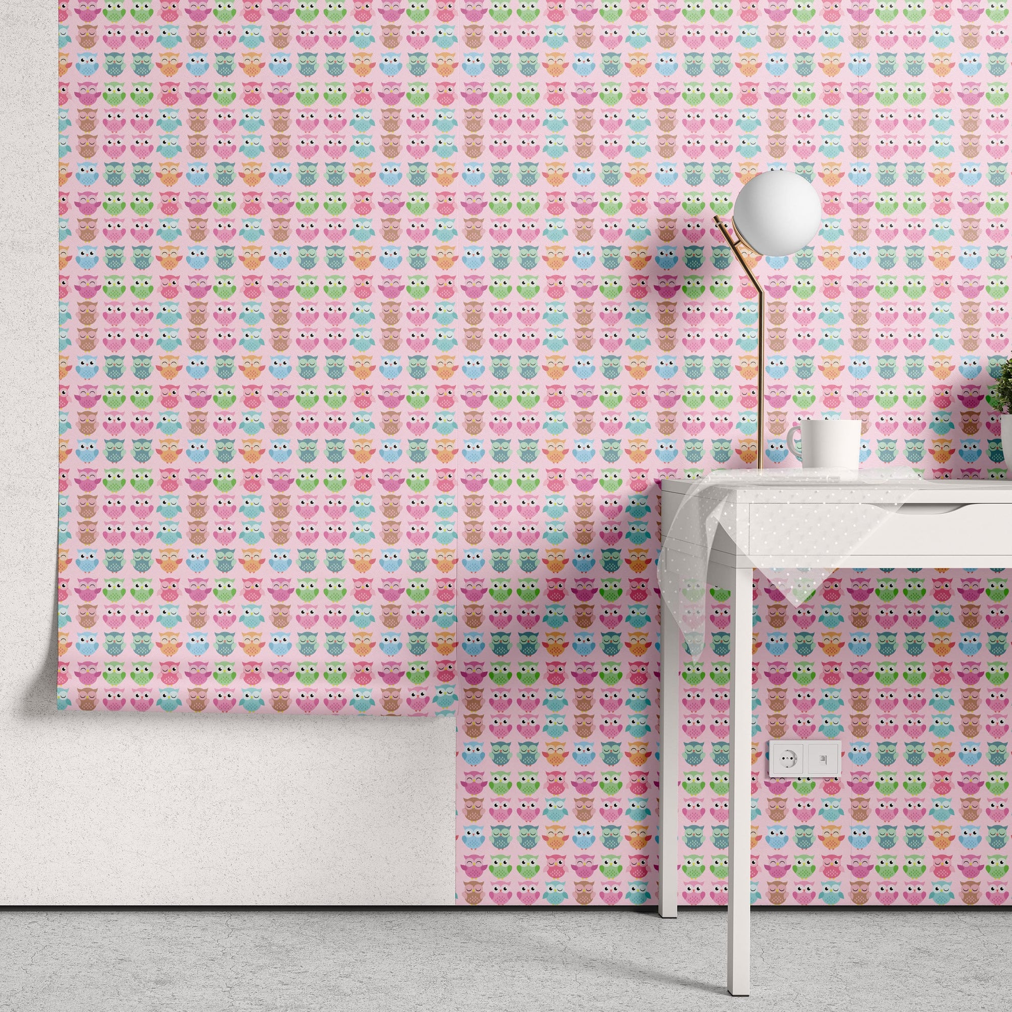 Papel de Parede Adesivo Menina Corujinhas