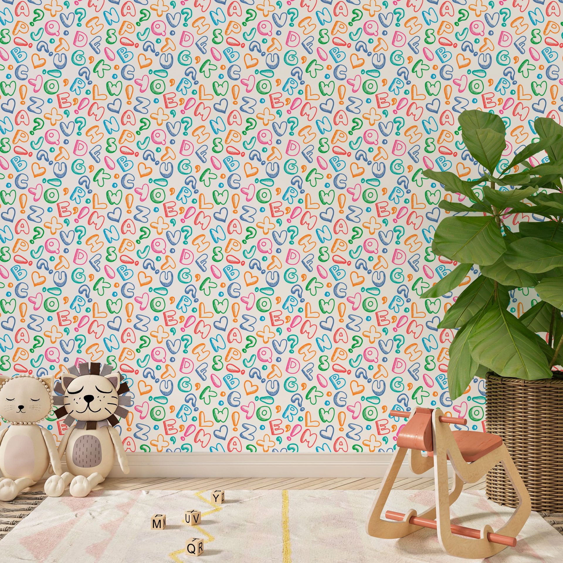 Papel de Parede Adesivo Menino Alfabeto Colorido