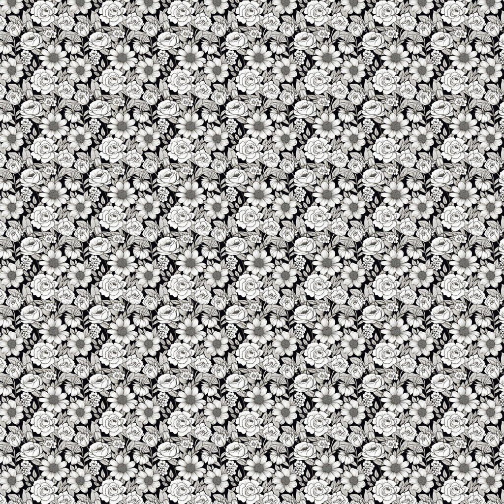Papel de Parede Adesivo Black And White Floral 4