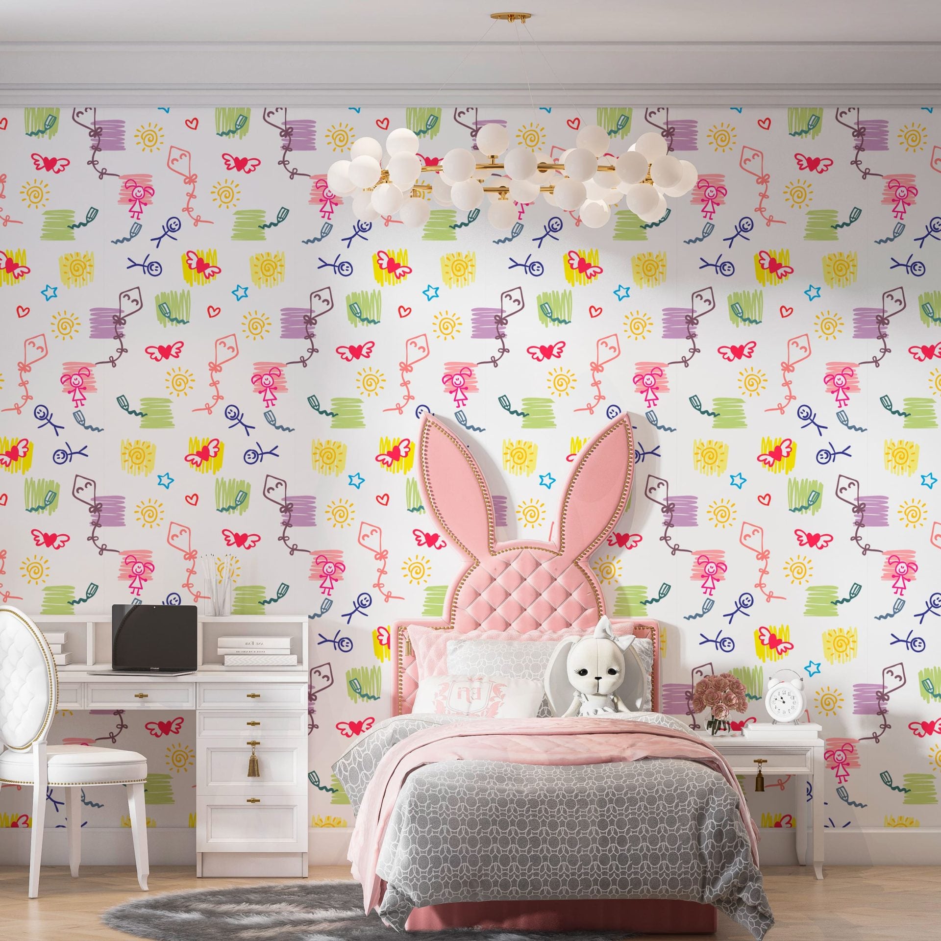 Papel de Parede Adesivo Menina Pipas