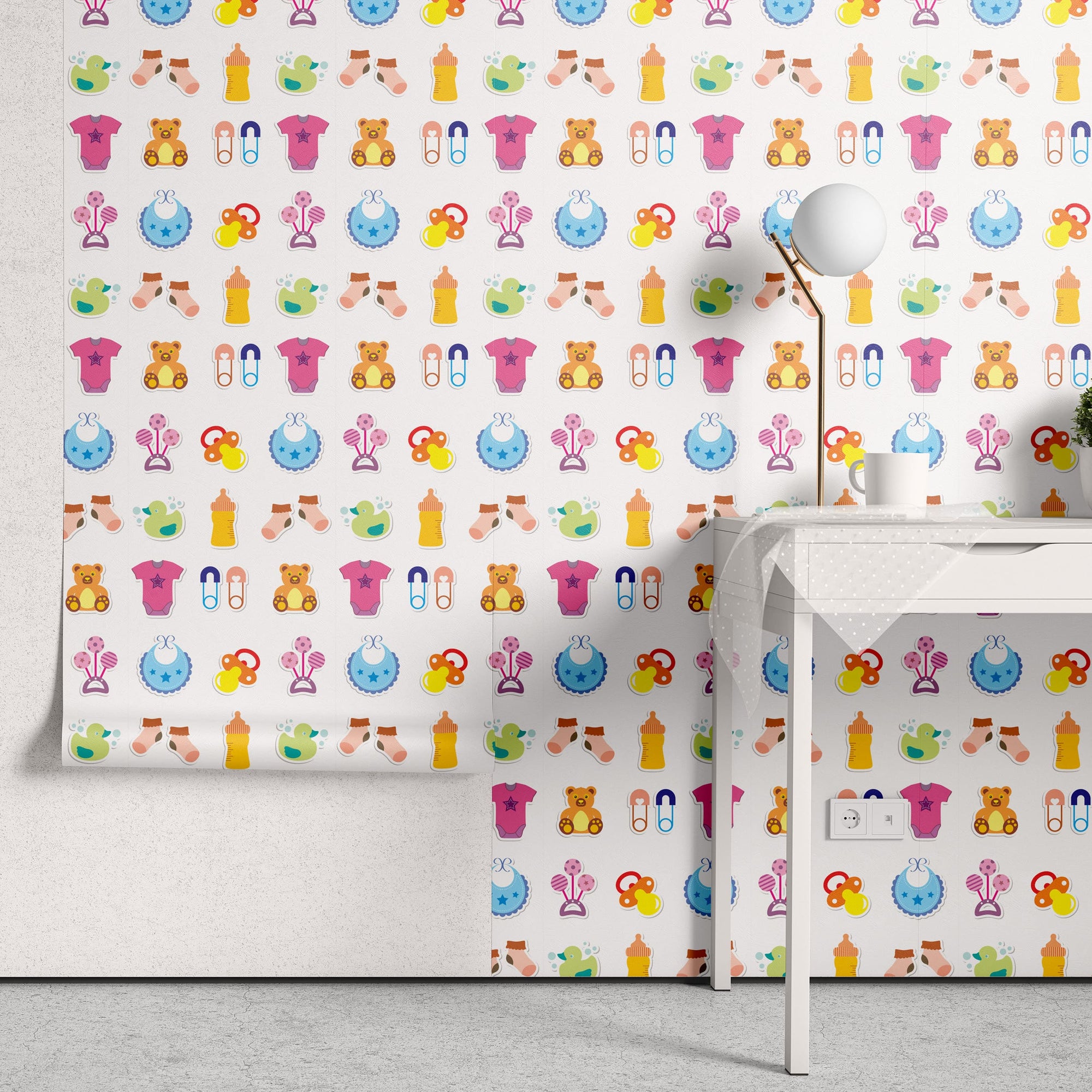 Papel de Parede Adesivo Menina Baby Acessórios