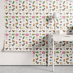 Papel de Parede Adesivo Menino Bichos Fazendinha