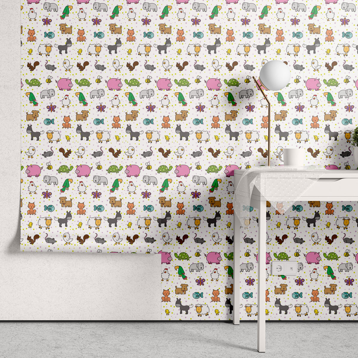Papel de Parede Adesivo Menino Bichos Fazendinha