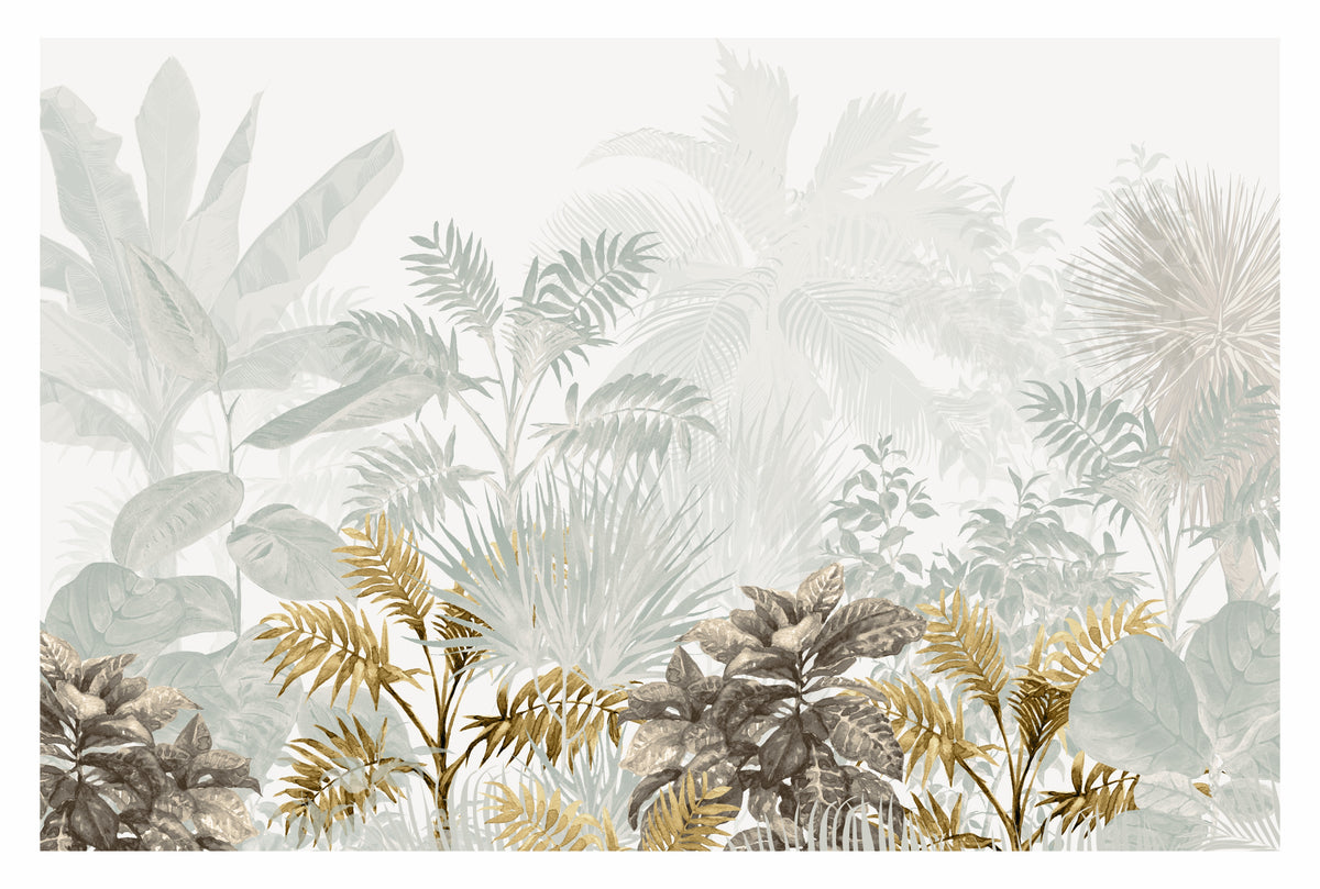 Papel de Parede Adesivo Tropical Gold - Tamanho Personalizado - 4.57 x 3.00 m
