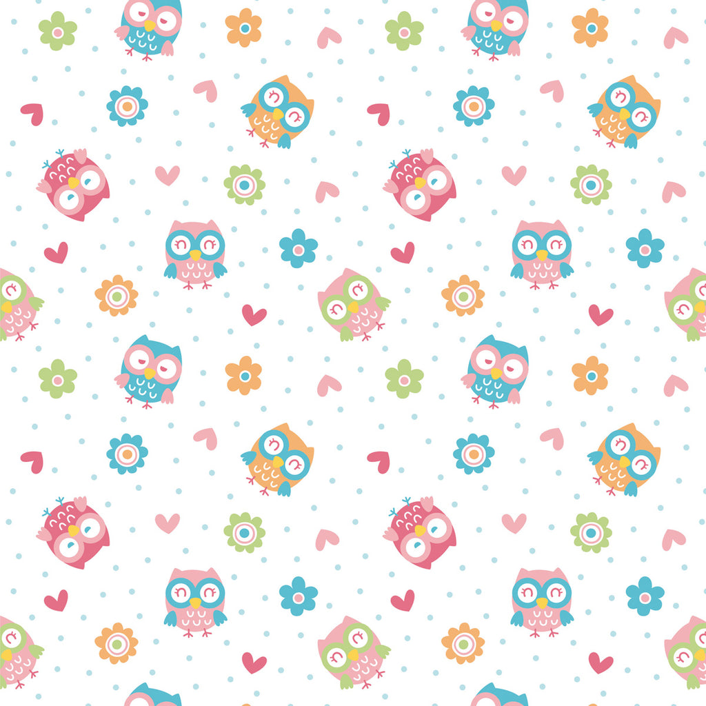 Papel de Parede Adesivo Menina Corujinhas Coloridas