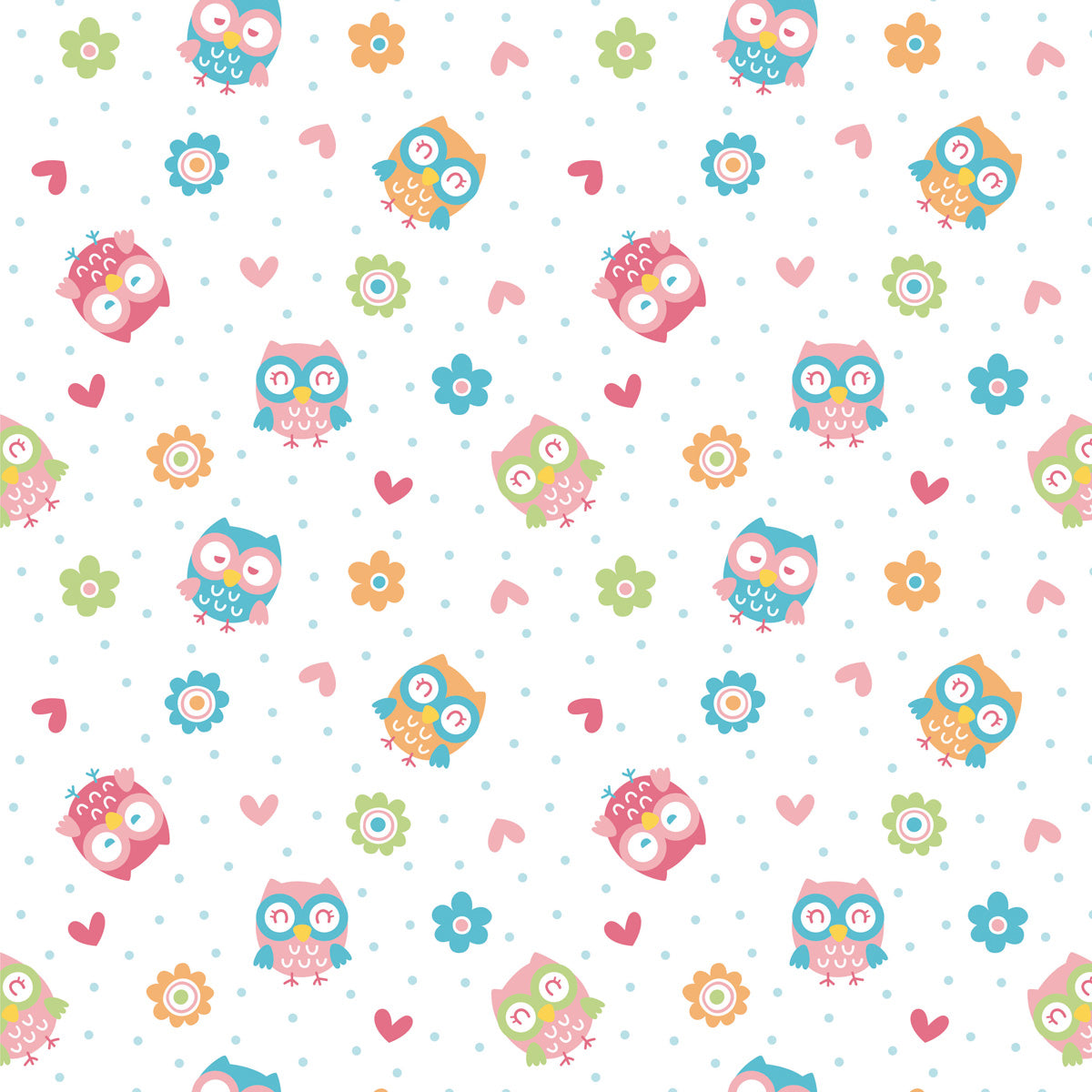 Papel de Parede Adesivo Menina Corujinhas Coloridas