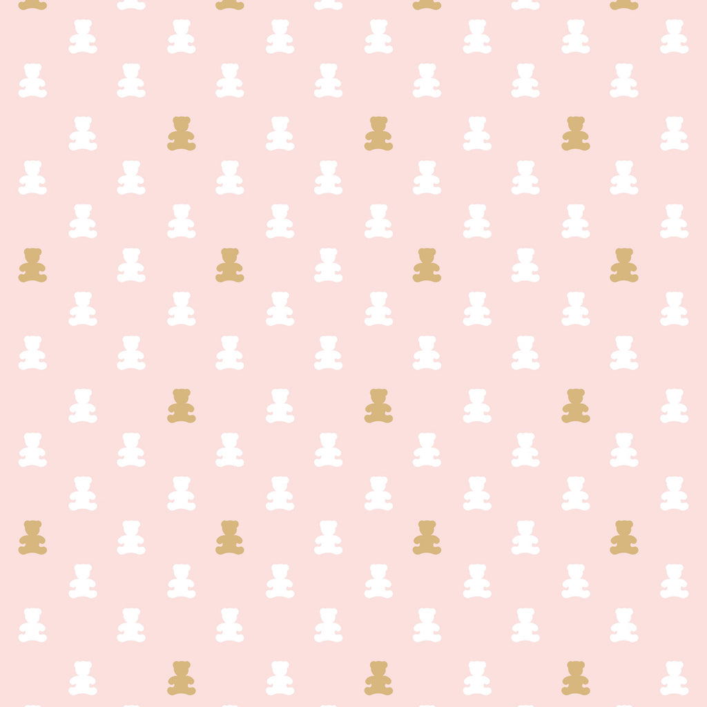 Papel de Parede Adesivo Menina Ursinho Rosa Claro