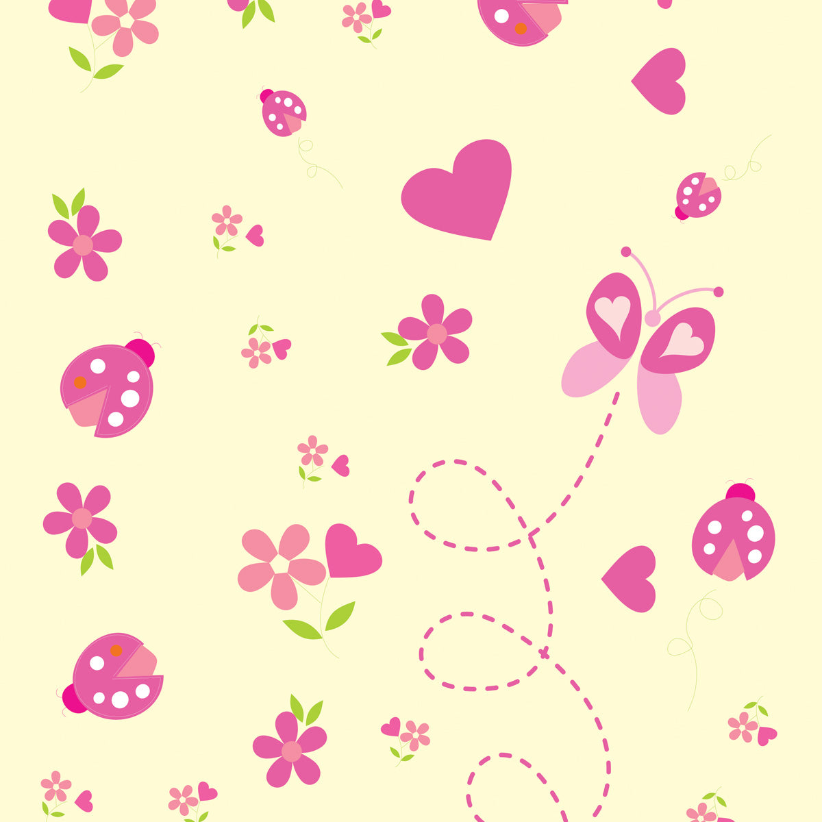 Papel de Parede Adesivo Menina Joaninha Floral