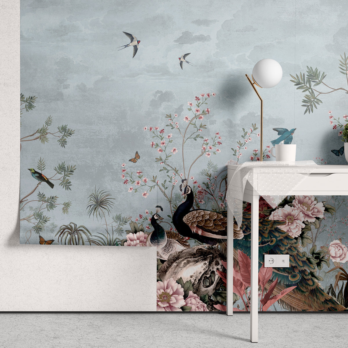 Papel de Parede Adesivo Aves Tropicais - Painel