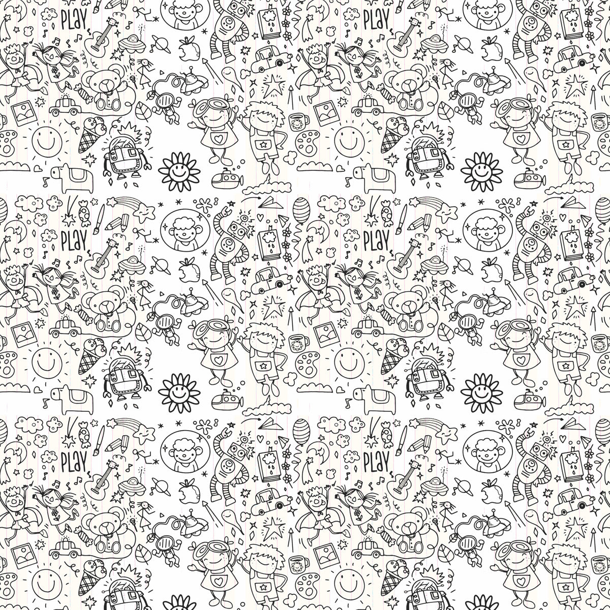 Papel de Parede Adesivo Doodle Diversão