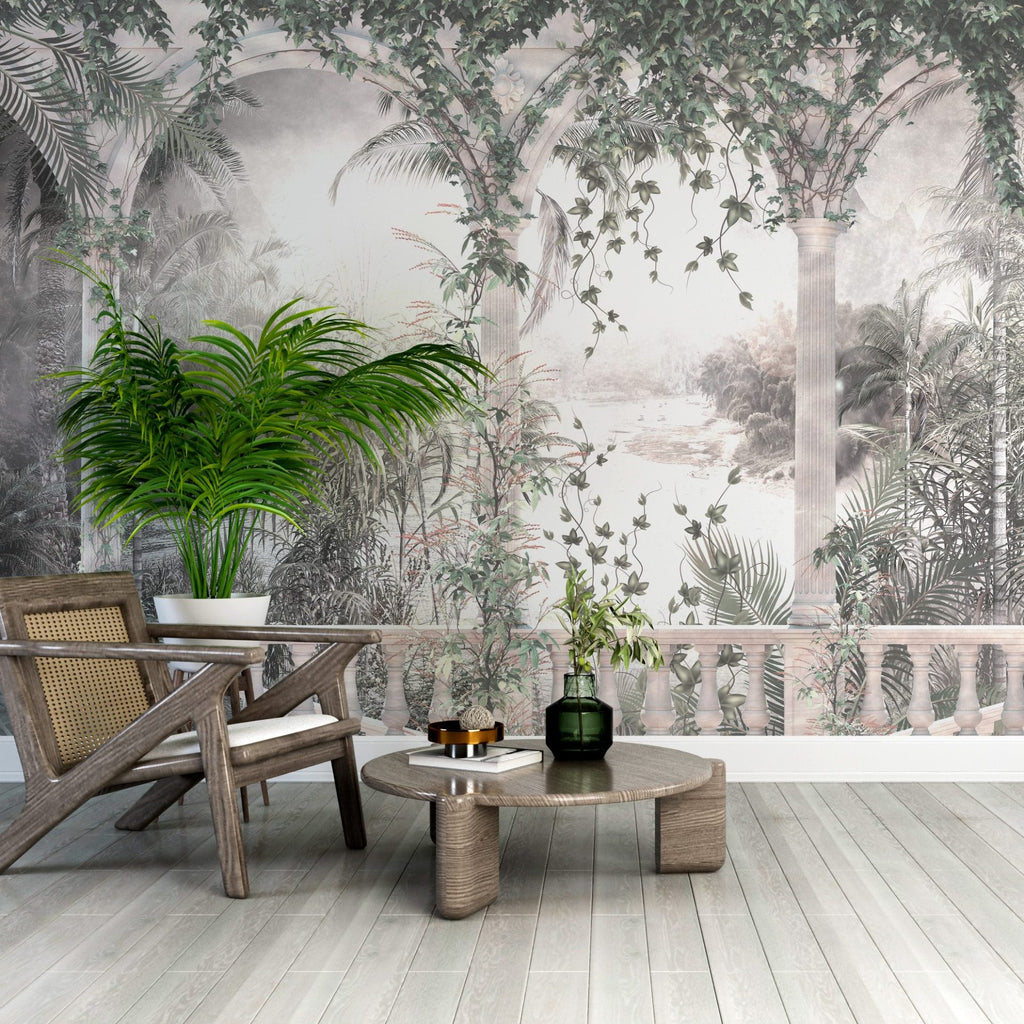 Papel de Parede Adesivo Floresta Tropical Arco Romano
