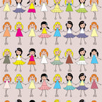 Papel de Parede Adesivo Menina Bonecas Palito