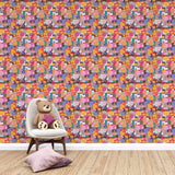Papel de Parede Adesivo Menina Balão de Retalhos