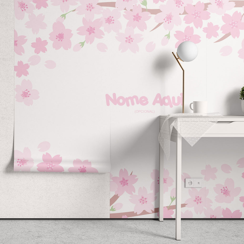 Papel de Parede Adesivo Menina Flores Cerejeira