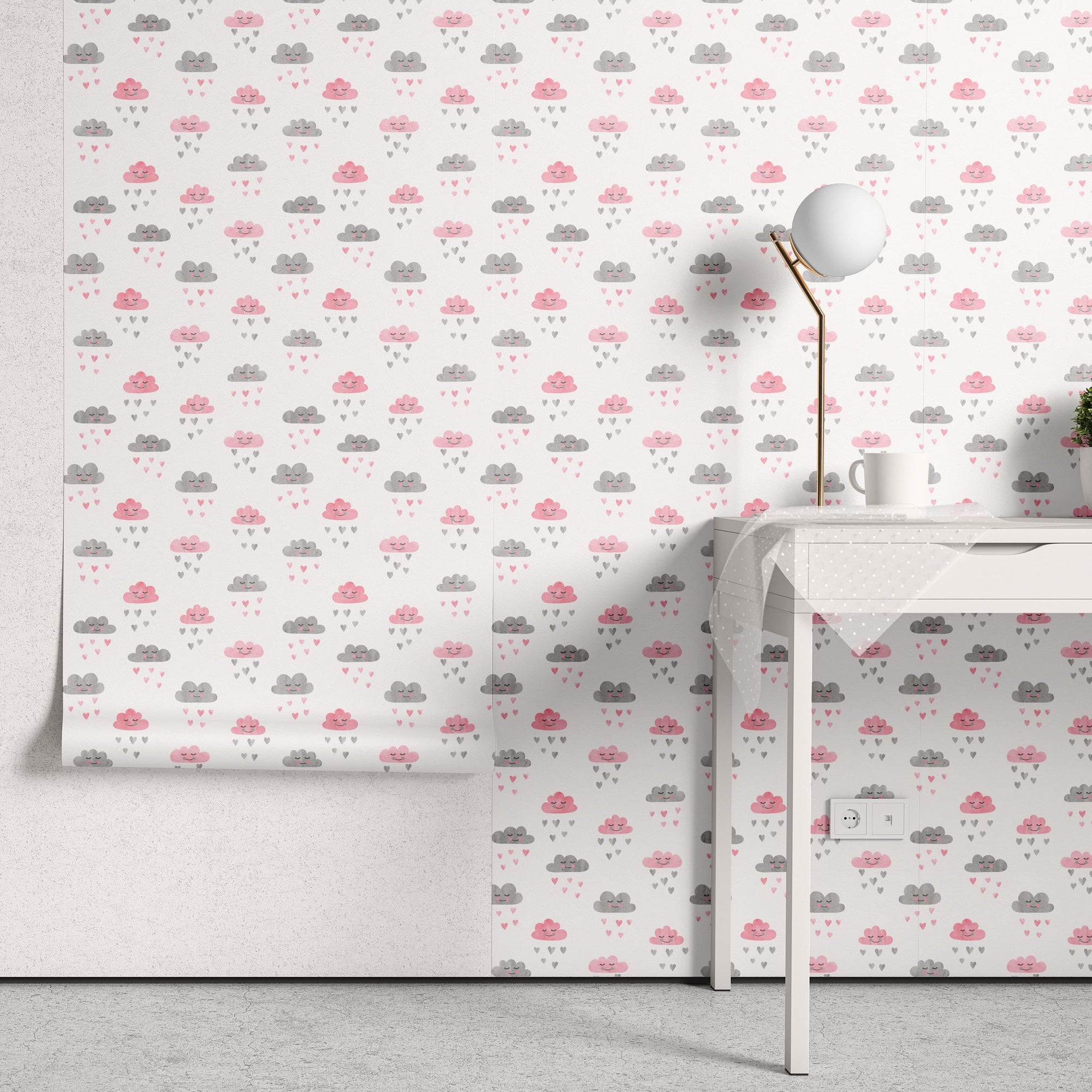 Papel de Parede Adesivo Menina Nuvem de Amor