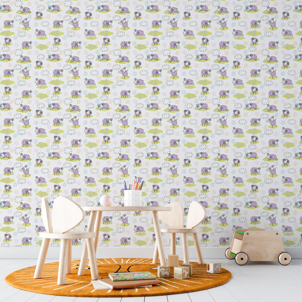 Papel de Parede Adesivo Menino Cantinho das Ovelhinhas Sonhadoras