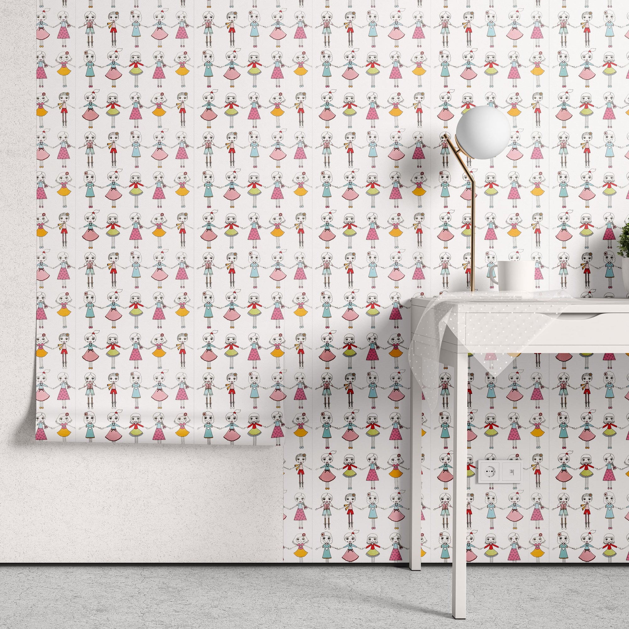 Papel de Parede Adesivo Menina Meninas