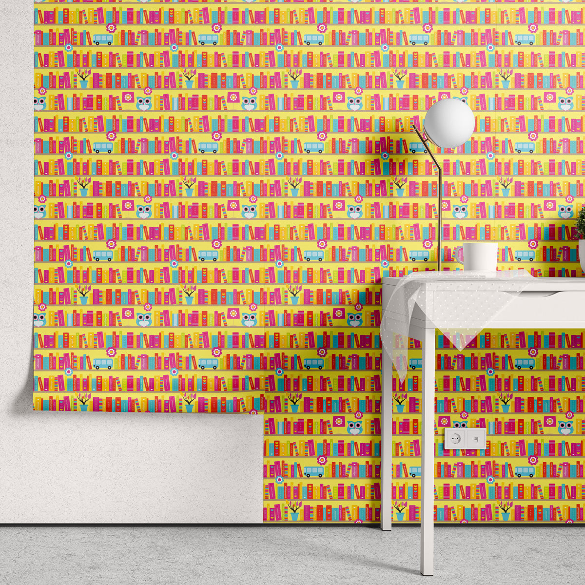 Papel de Parede Adesivo Menino Biblioteca Feliz