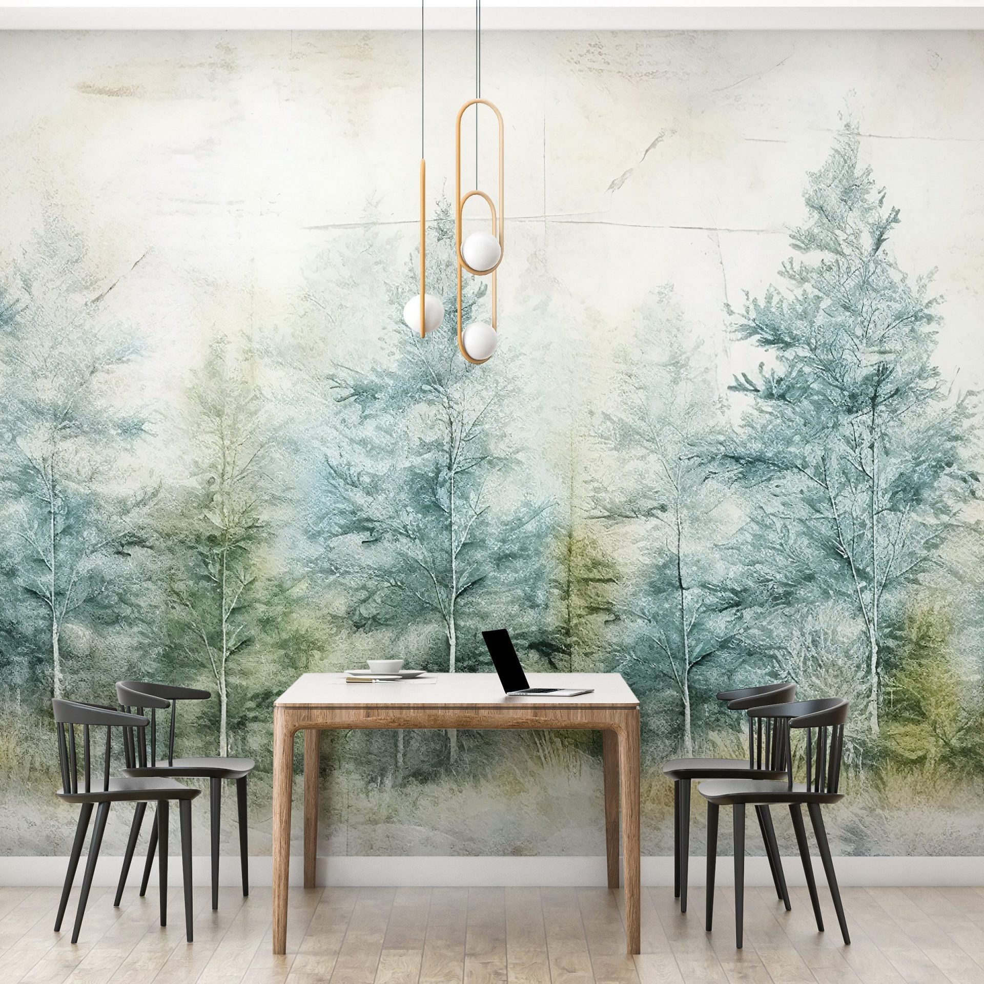 Papel de Parede Adesivo  Floresta de Pinheiros