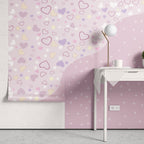 Papel de Parede Adesivo Menina Coração Lilás