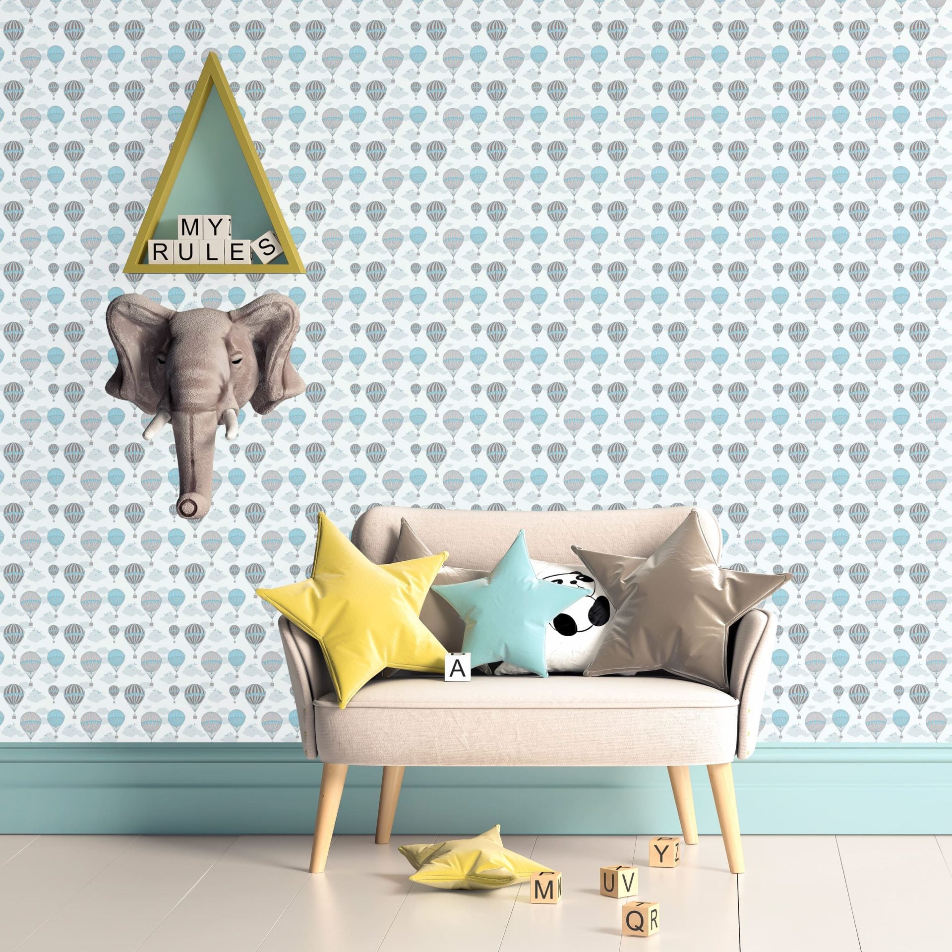 Papel de Parede Adesivo Menino Balão Azul