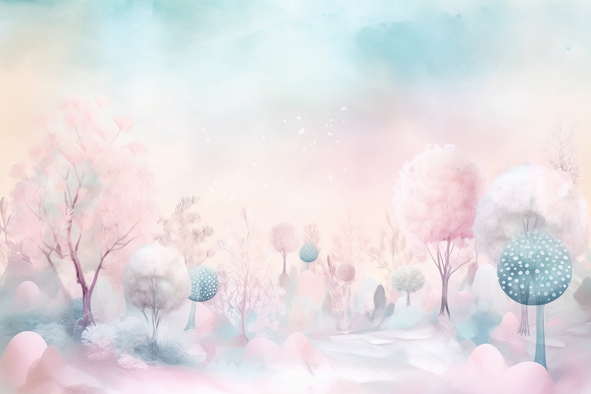 Papel de Parede Adesivo Floresta Algodão Doce