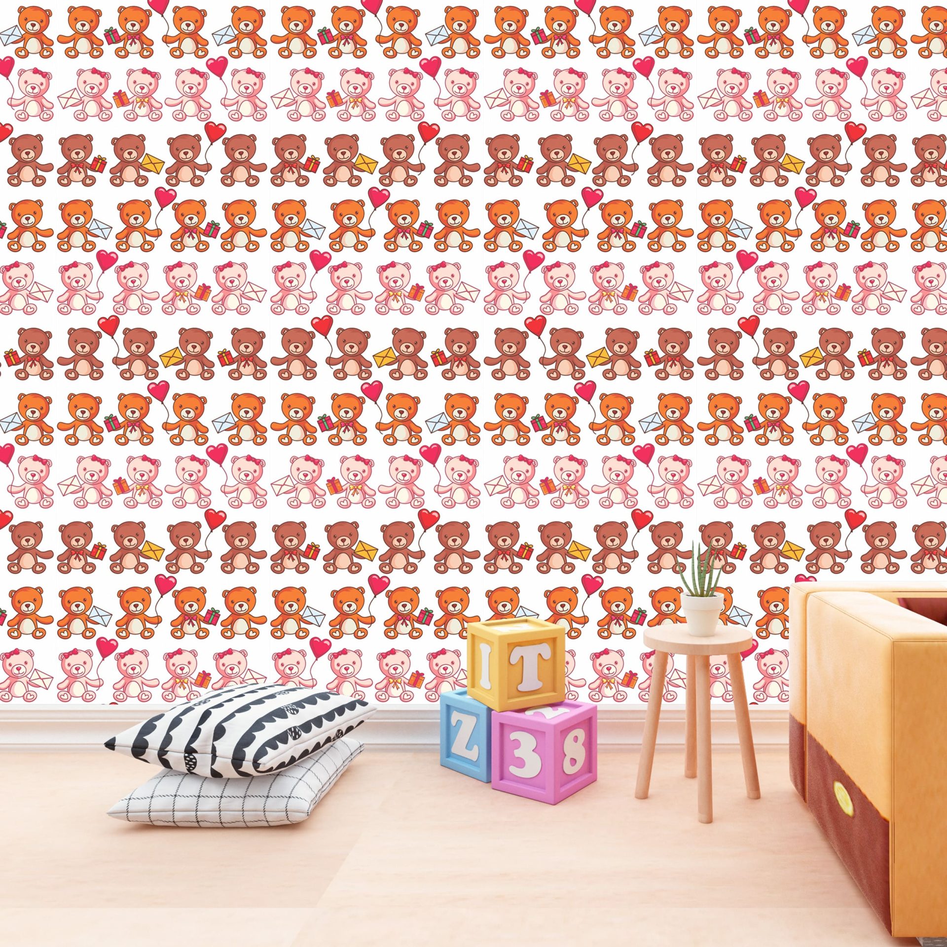 Papel de Parede Adesivo Menina Ursinho 1