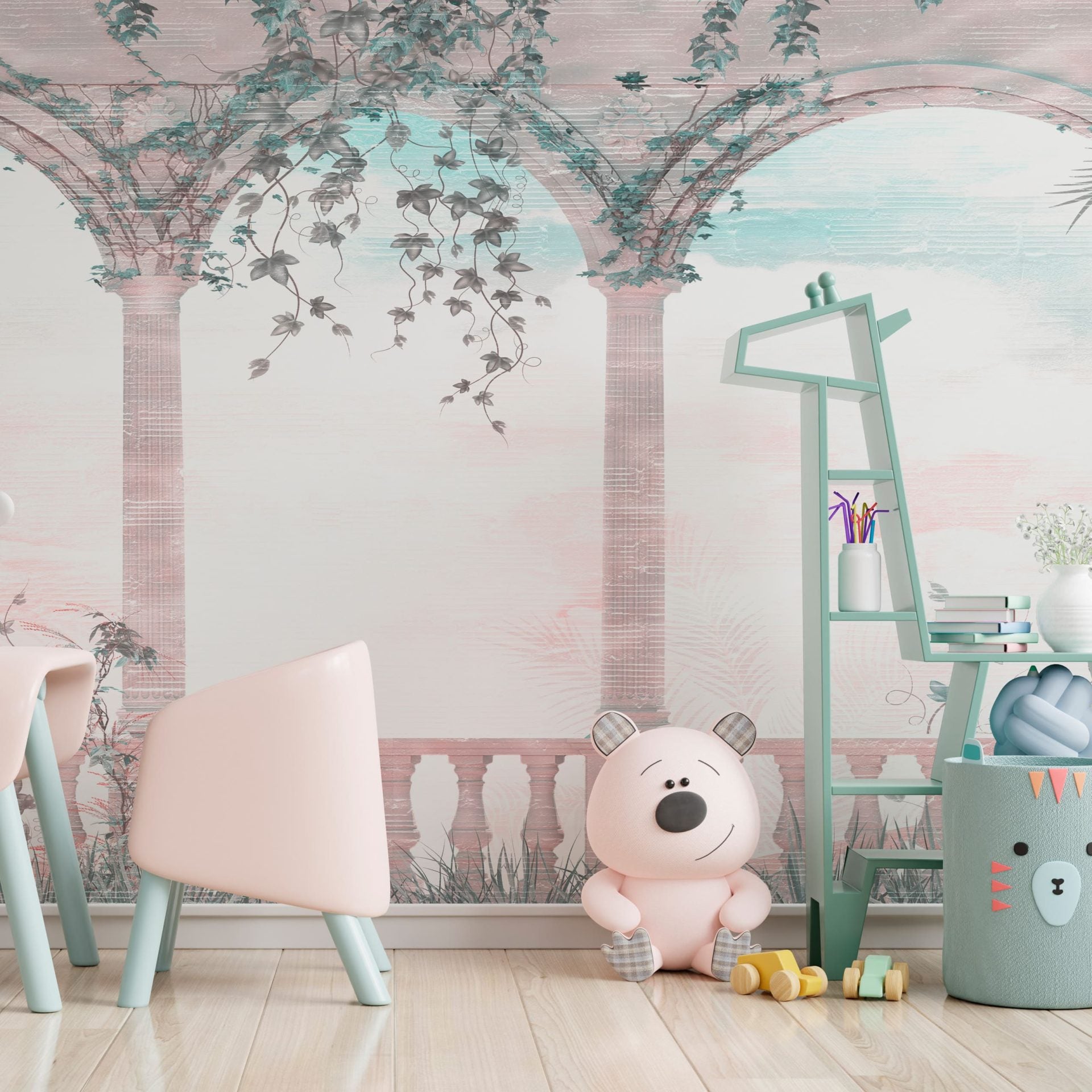 Papel de Parede Adesivo Arco Romano e Planta