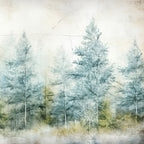 Papel de Parede Adesivo  Floresta de Pinheiros