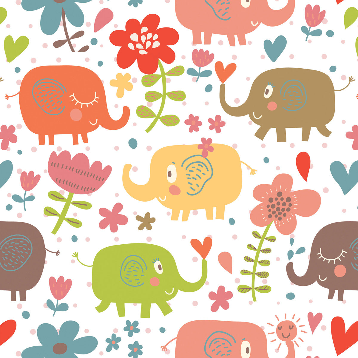 Papel de Parede Adesivo Menino Elefante Amoroso