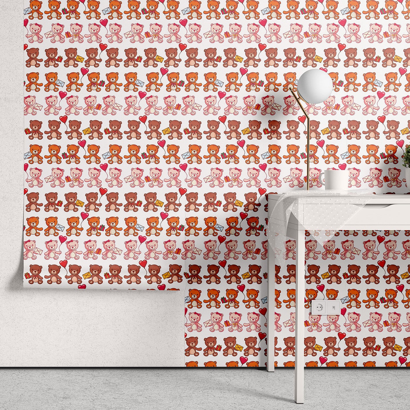 Papel de Parede Adesivo Menina Ursinho 1