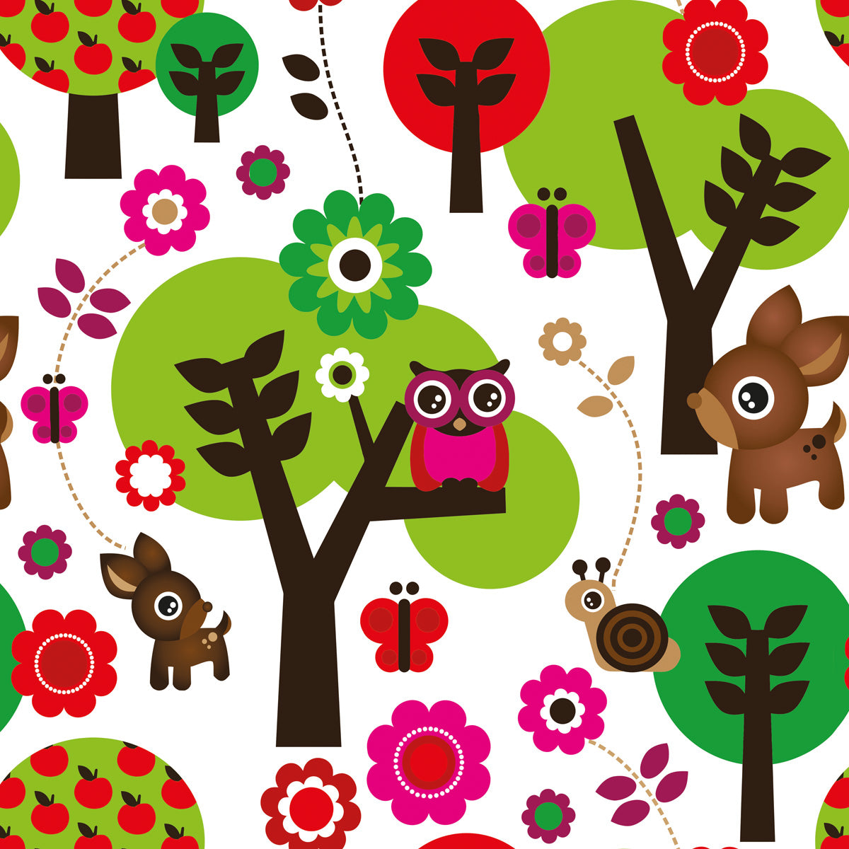 Papel de Parede Adesivo Menina Floresta Coruja