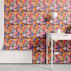 Papel de Parede Adesivo Menina Balão de Retalhos