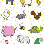 Papel de Parede Adesivo Menino Bichos Fazendinha