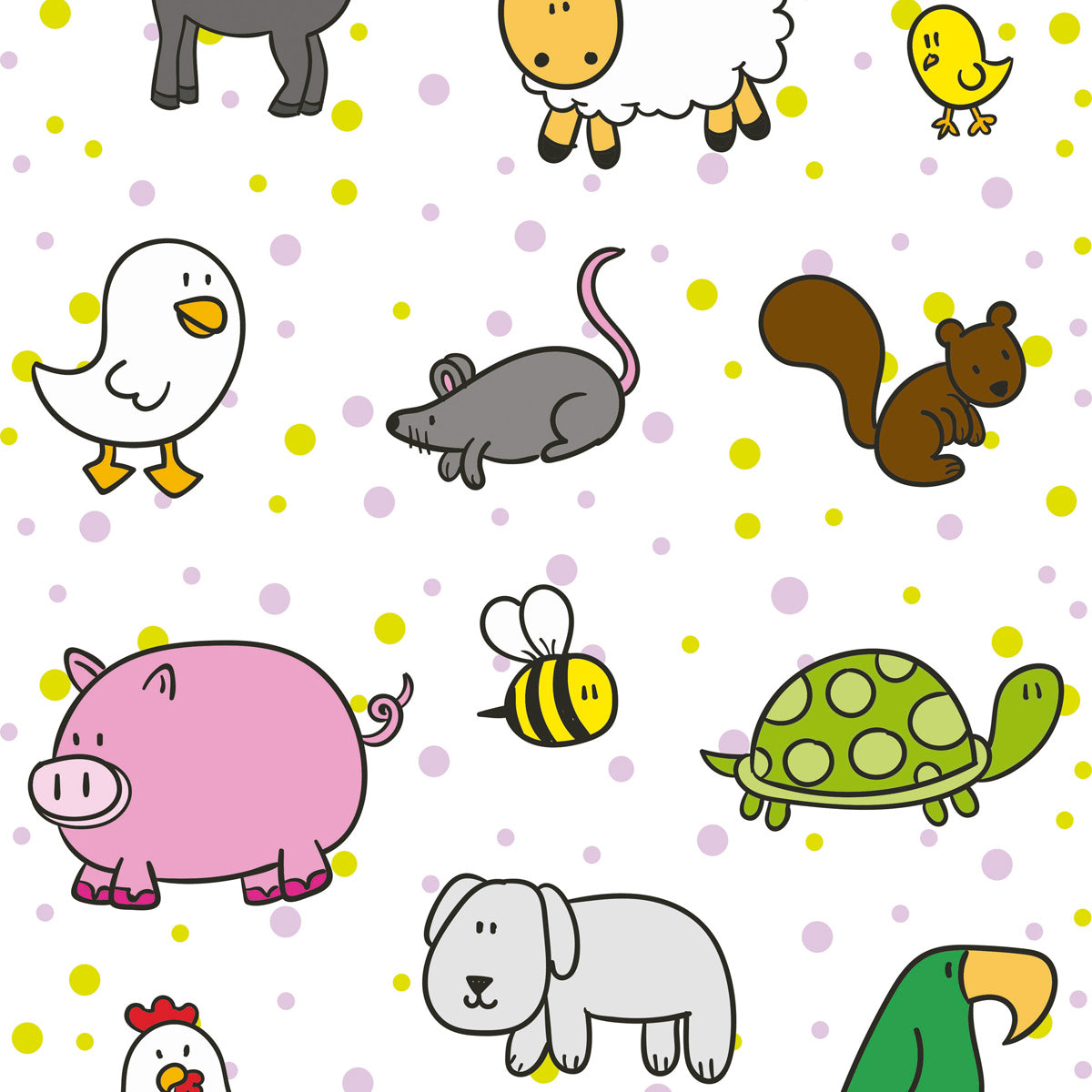 Papel de Parede Adesivo Menino Bichos Fazendinha