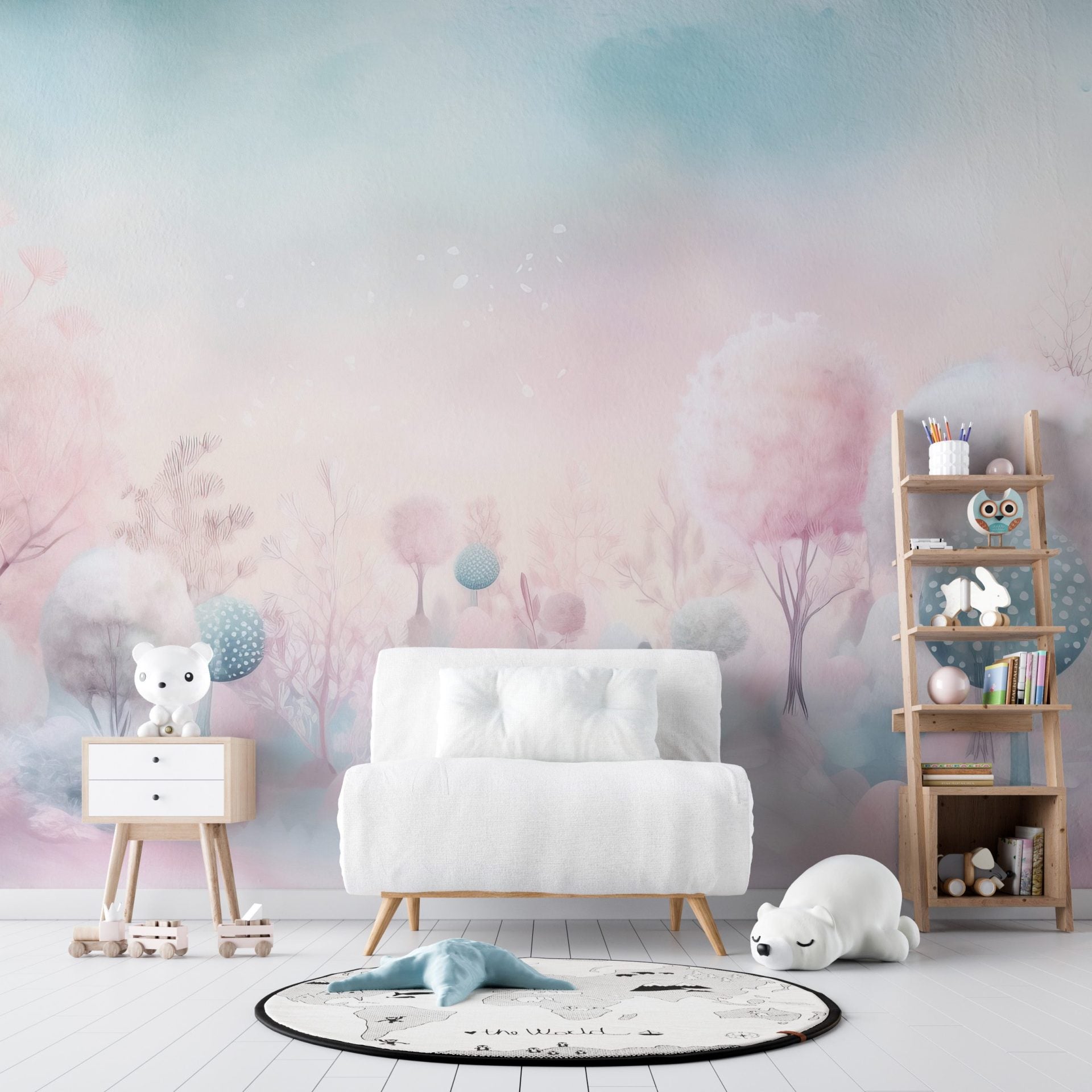 Papel de Parede Adesivo Floresta Algodão Doce