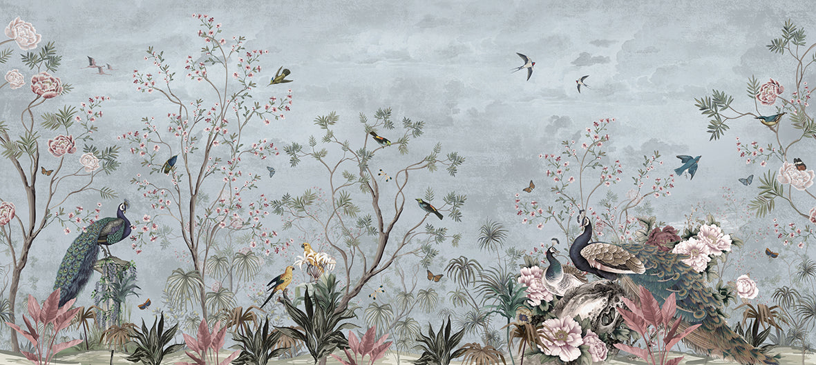 Papel de Parede Adesivo Aves Tropicais - Painel